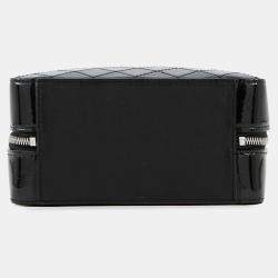 Pre Owned Chanel Matelasse Handbag With Coco Mark And Patent Vanity Design Black