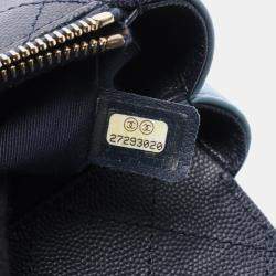 Pre Owned Chanel Chain Around Flap Bag Shoulder Leather Blue Navy