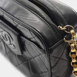 مملوكة مسبقًا حقيبة كتف شانيل ماتلاسيه جلد حملان أسود