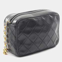 مملوكة مسبقًا حقيبة كتف شانيل ماتلاسيه جلد حملان أسود