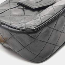 مملوكة مسبقًا حقيبة كتف شانيل ماتلاسيه جلد حملان أسود