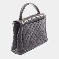 مملوكة مسبقًا حقيبة شانيل بيد علوية جلد حمل أسود ماتلاس 