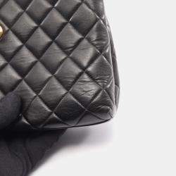 مملوكة مسبقًا حقيبة شانيل بيد علوية جلد حمل أسود ماتلاس 