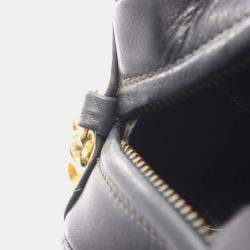 Pre Owned Chanel Coco Mark Bias Stitch Shoulder Bag In Lambskin Leather Black