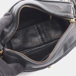 Pre Owned Chanel Coco Mark Bias Stitch Shoulder Bag In Lambskin Leather Black