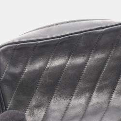 Pre Owned Chanel Coco Mark Bias Stitch Shoulder Bag In Lambskin Leather Black