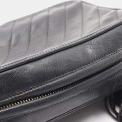 Pre Owned Chanel Coco Mark Bias Stitch Shoulder Bag In Lambskin Leather Black