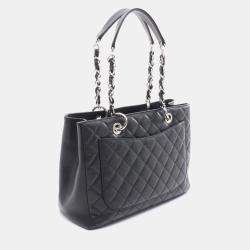 مملوكة مسبقًا Chanel Matelasse Grand Shopping Gst Tote Bag In Calfskin Leather Black