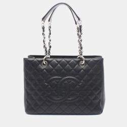 مملوكة مسبقًا Chanel Matelasse Grand Shopping Gst Tote Bag In Calfskin Leather Black