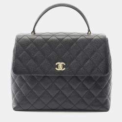 Pre Owned Chanel Matelasse Handbag In Caviar Grained Calfskin Black