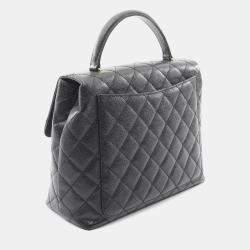 Pre Owned Chanel Matelasse Handbag In Caviar Grained Calfskin Black