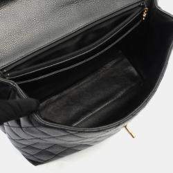 Pre Owned Chanel Matelasse Handbag In Caviar Grained Calfskin Black