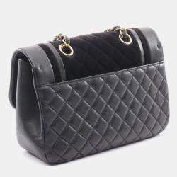 Pre Owned حقيبة شانيل سوداء ماتلاسي جلد الخراف المخملي على الكتف