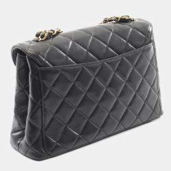 Pre Owned حقيبة كتف شانيل ماتيلسه جلد الحمل أسود