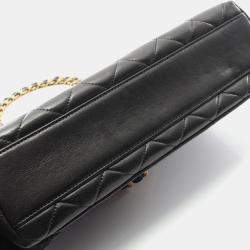 Pre Owned حقيبة كتف شانيل ماتيلسه جلد الحمل أسود