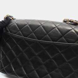 Pre Owned حقيبة كتف شانيل ماتيلسه جلد الحمل أسود