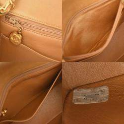 Pre Owned Chanel Matelasse Chain Shoulder Bag 18Cm Beige Lambskin