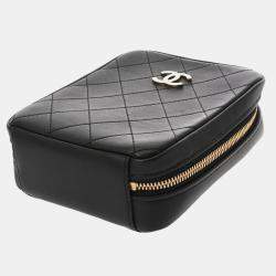 Pre Owned Chanel Matelasse Diana 25Cm Chain Shoulder Bag In Black Calfskin