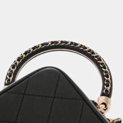 Pre Owned Chanel Matelasse Diana 25Cm Chain Shoulder Bag In Black Calfskin