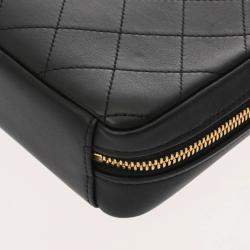 Pre Owned Chanel Matelasse Diana 25Cm Chain Shoulder Bag In Black Calfskin