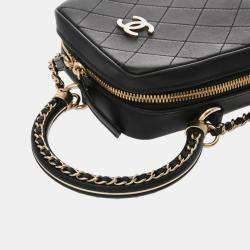 Pre Owned Chanel Matelasse Diana 25Cm Chain Shoulder Bag In Black Calfskin