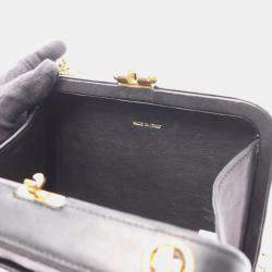 Pre Owned Chanel Coco Mark Diamond Stitch Shoulder Bag Lambskin Leather Black