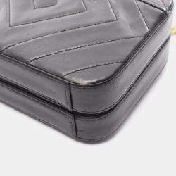 Pre Owned Chanel Coco Mark Diamond Stitch Shoulder Bag Lambskin Leather Black