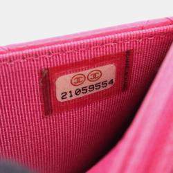 Pre Owned حقيبة كتف شانيل ماتلاس جلد العجل محبب وردي كافيار