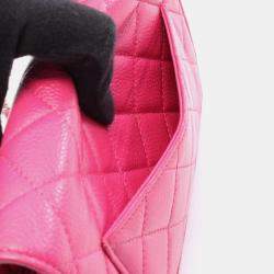 Pre Owned حقيبة كتف شانيل ماتلاس جلد العجل محبب وردي كافيار