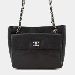 مملوكة مسبقًا Chanel Chain Tote Bag With Coco Mark And Caviar Skin Black