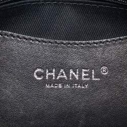 Pre Owned Chanel Just Mademoiselle Large Dark Green Quilted Iridescent Leather Bowling Bag