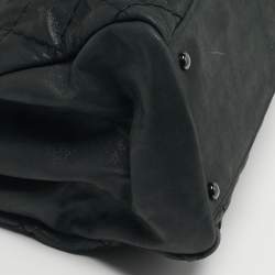 Pre Owned Chanel Just Mademoiselle Large Dark Green Quilted Iridescent Leather Bowling Bag