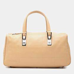 Pre Owned Chanel Brown CC Square Quilted Lambskin Handbag