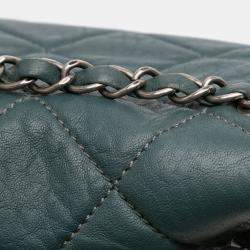 Pre Owned Chanel Blue Paris Byzance Maxi Washed Lambskin Take Away Flap