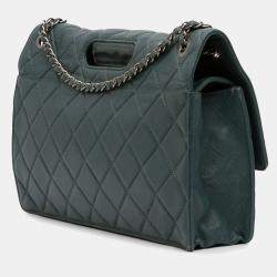 Pre Owned Chanel Blue Paris Byzance Maxi Washed Lambskin Take Away Flap