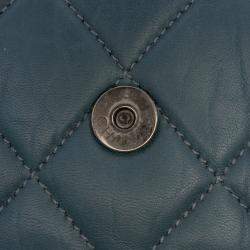 Pre Owned Chanel Blue Paris Byzance Maxi Washed Lambskin Take Away Flap