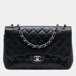مملوكة مسبقًا Chanel Black Jumbo Classic Caviar Double Flap
