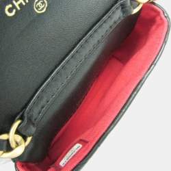 Pre Owned حقيبة خصر بشريط شانيل شانيل 19 جلد أسود