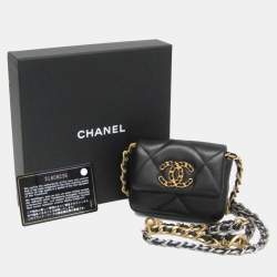 Pre Owned حقيبة خصر بشريط شانيل شانيل 19 جلد أسود