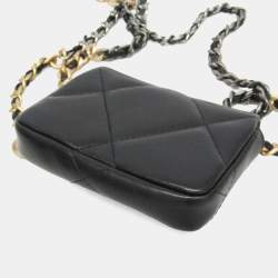 Pre Owned حقيبة خصر بشريط شانيل شانيل 19 جلد أسود