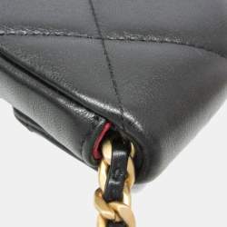 Pre Owned حقيبة خصر بشريط شانيل شانيل 19 جلد أسود