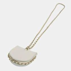 مملوكة مسبقًا Chanel Matelasse Chain Shoulder Coin Purse Leather Chain/Shoulder Wallet Pearl White