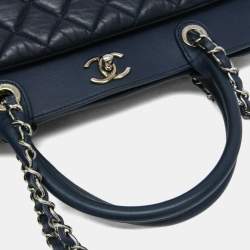 Pre Owned Chanel Matelasse Portobello Tote Bag Leather Shoulder Bag Tote Bag Navy