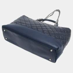 Pre Owned Chanel Matelasse Portobello Tote Bag Leather Shoulder Bag Tote Bag Navy