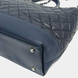 Pre Owned Chanel Matelasse Portobello Tote Bag Leather Shoulder Bag Tote Bag Navy