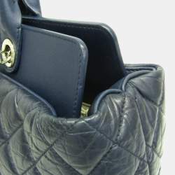 Pre Owned Chanel Matelasse Portobello Tote Bag Leather Shoulder Bag Tote Bag Navy