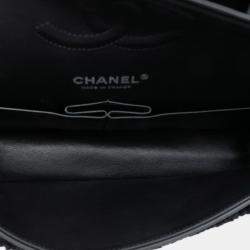 Pre Owned شنيل كلاسيك متوسطة ثلاثية الألوان شير لينج بجيب مزدوجة سوداء