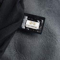 Pre Owned Chanel Black Silver Medium Classic Bicolor Caviar Double Flap