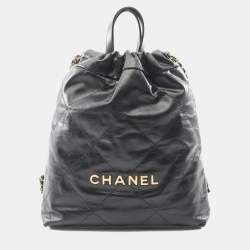 مملوكة مسبقًا Chanel Chanel 22 Small Black Leather Backpack 