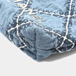 مملوكة مسبقًا حقيبة كتف شانيل 22 صغيرة جينز وجلد أزرق